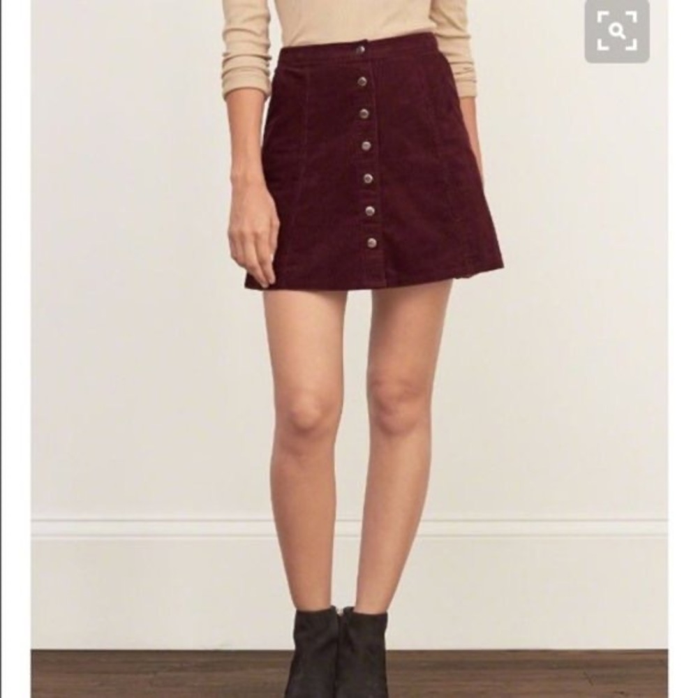 Abercrombie and Fitch 00 Red Corduroy Skirt with Buttons